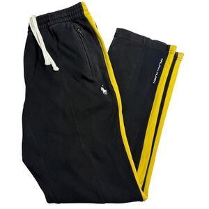 Polo Ralph Lauren Black Yellow‎ Stripe Track Pants Athletic Joggers Size Small